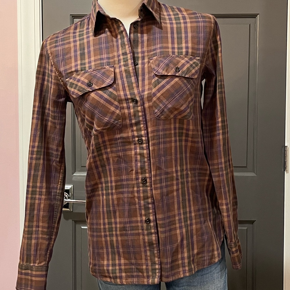 Ralph Lauren Brown &  Purple Plaid Flannel Shirt